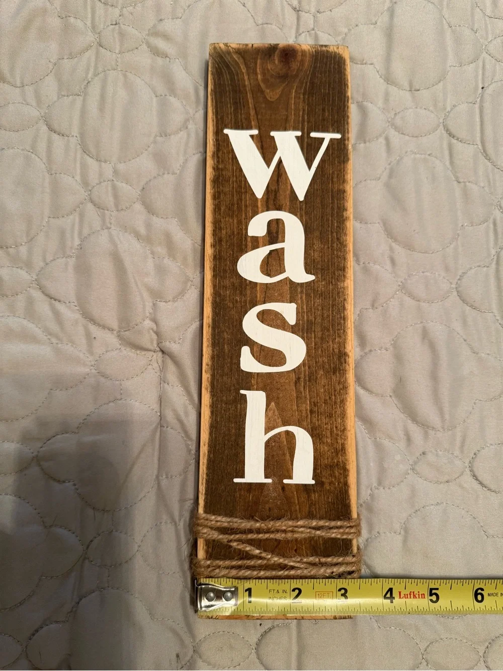 Wooden Bathroom Sign Set - Soak Relax Wash - Rustic Brown